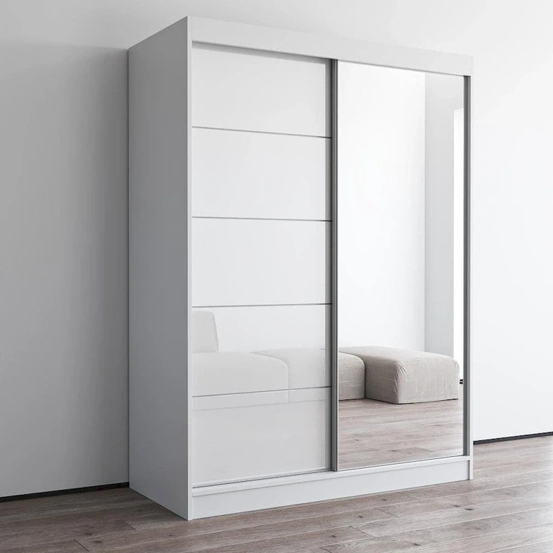 Moderner Kleiderschrank mit Hochglanzoberfläche, 2 Türen und Spiegel