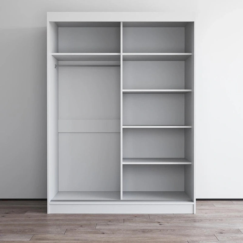 Moderner Kleiderschrank mit Hochglanzoberfläche, 2 Türen und Spiegel