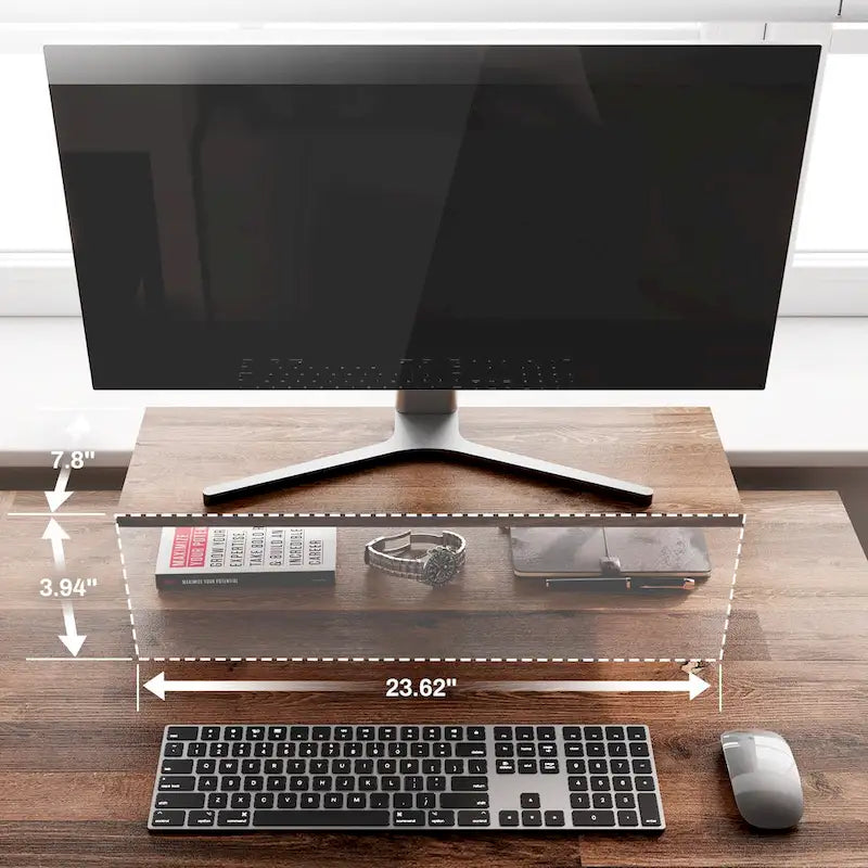 Reversible L-Shaped Computer Desk with Monitor Stand and Storage Shelves