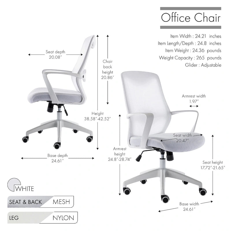 Office Chair with Mesh Back and Height Adjustable Seat
