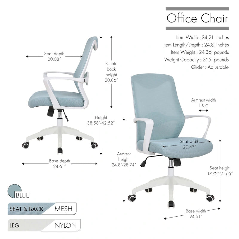 Office Chair with Mesh Back and Height Adjustable Seat