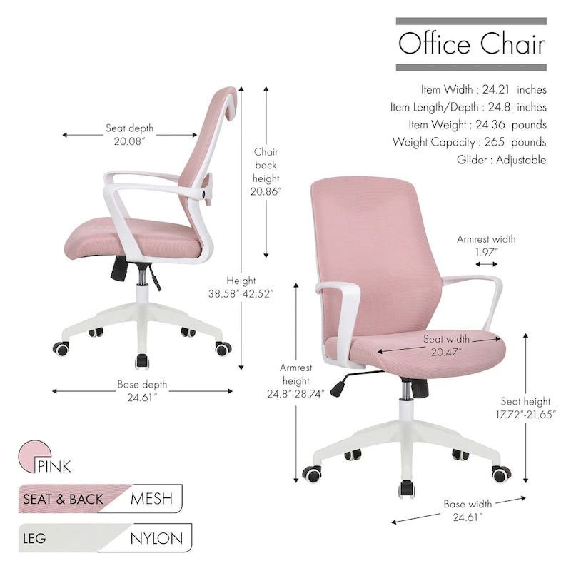 Office Chair with Mesh Back and Height Adjustable Seat