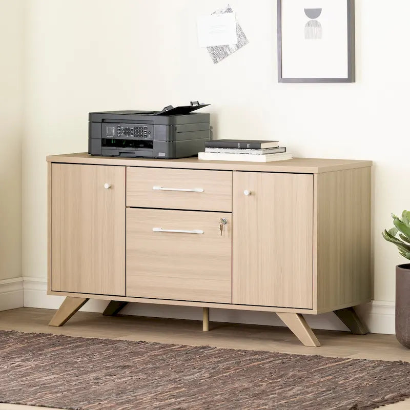 2-Drawer Credenza Cabinet with Doors
