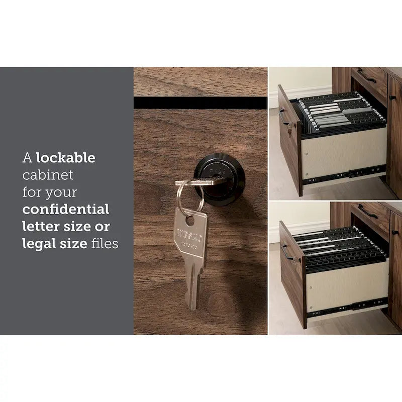 2-Drawer Credenza Cabinet with Doors