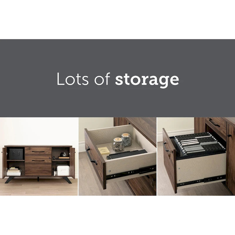 2-Drawer Credenza Cabinet with Doors