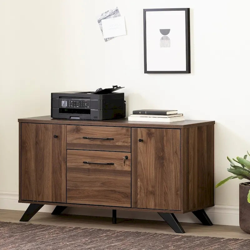 2-Drawer Credenza Cabinet with Doors