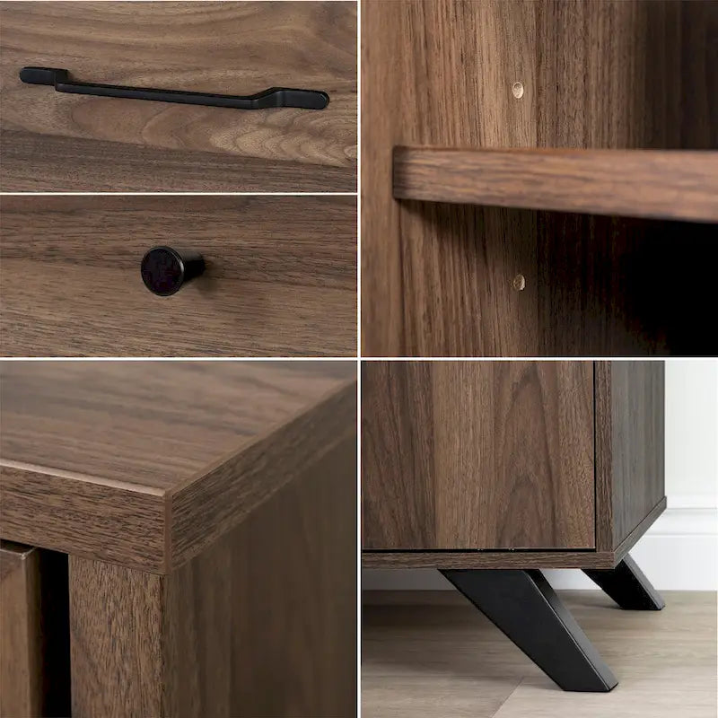 2-Drawer Credenza Cabinet with Doors