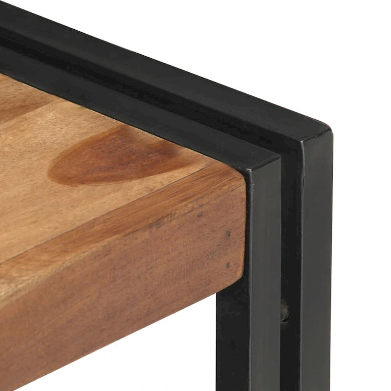 Solid Wood TV Stand with Two Drawers and Steel Frame