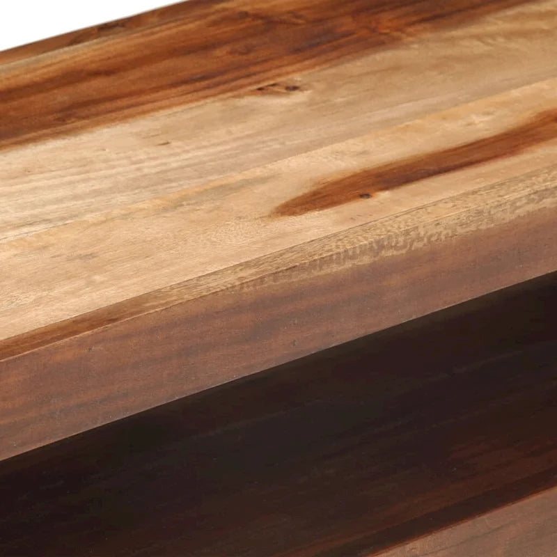 Solid Wood TV Stand with Two Drawers and Steel Frame