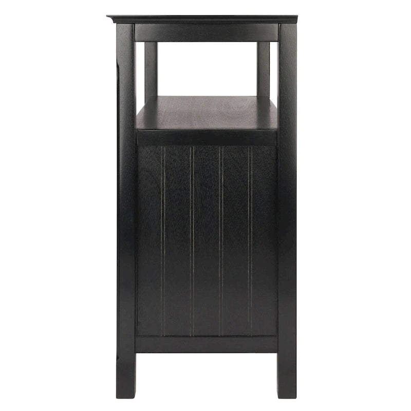 Black Buffet Cabinet with Open Shelf and Double Doors