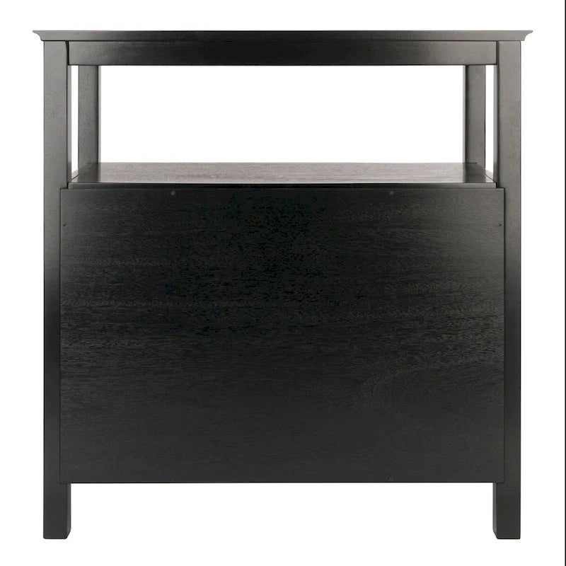 Black Buffet Cabinet with Open Shelf and Double Doors