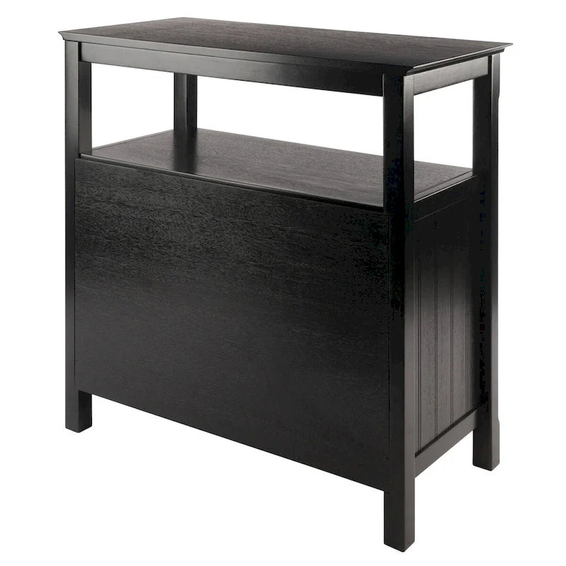 Black Buffet Cabinet with Open Shelf and Double Doors