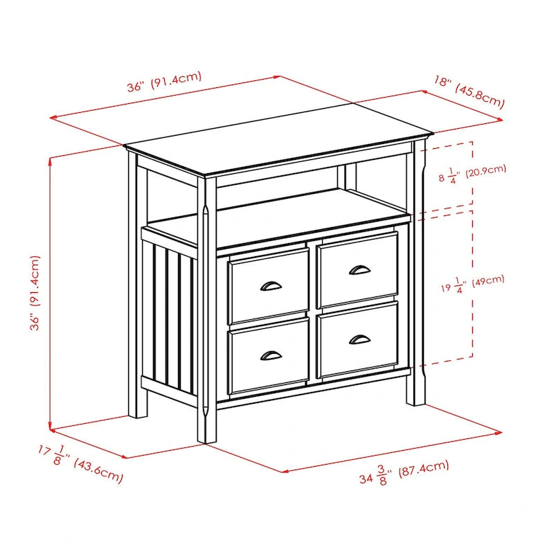 Black Buffet Cabinet with Open Shelf and Double Doors