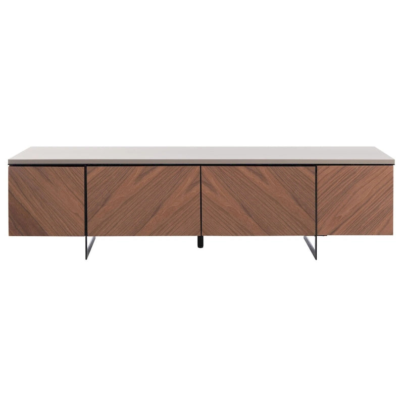 Walnut Chevron 60-Inch TV Stand with Four Doors
