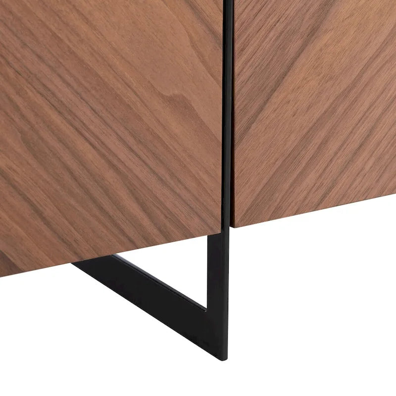 Walnut Chevron 60-Inch TV Stand with Four Doors