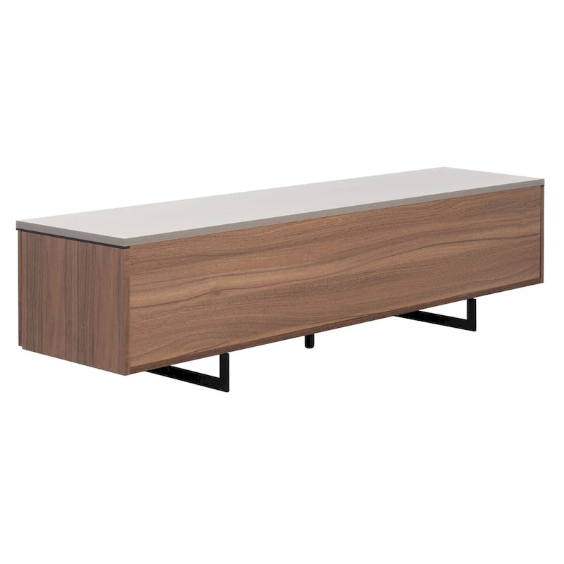 Walnut Chevron 60-Inch TV Stand with Four Doors