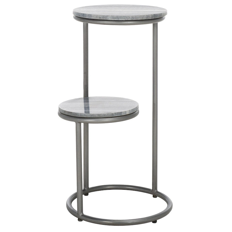 Two-Tier Round Marble Drink Table