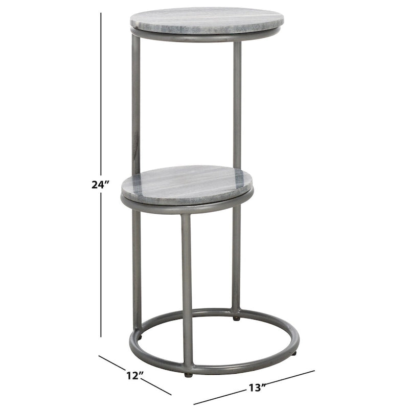 Two-Tier Round Marble Drink Table