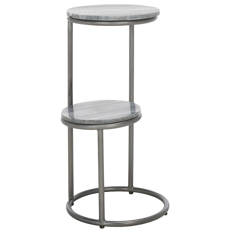 Two-Tier Round Marble Drink Table