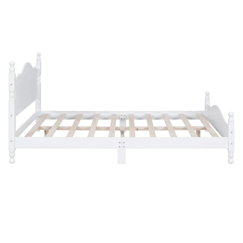 Retro Style Wooden Platform Bed Frame with Headboard