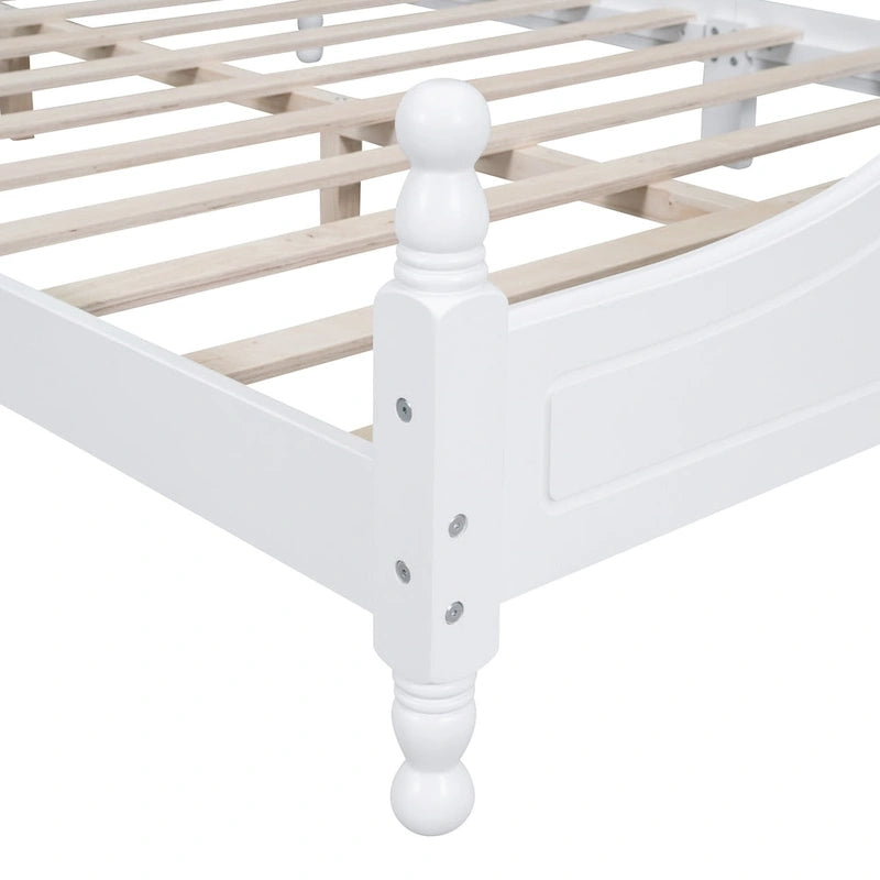 Retro Style Wooden Platform Bed Frame with Headboard