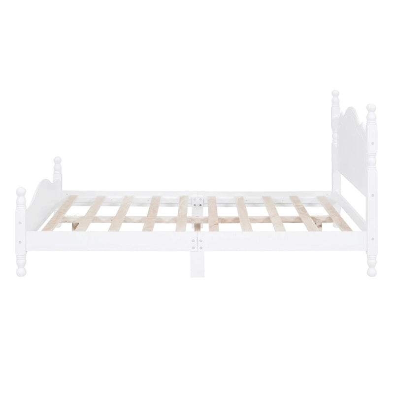 Retro Style Wooden Platform Bed Frame with Headboard