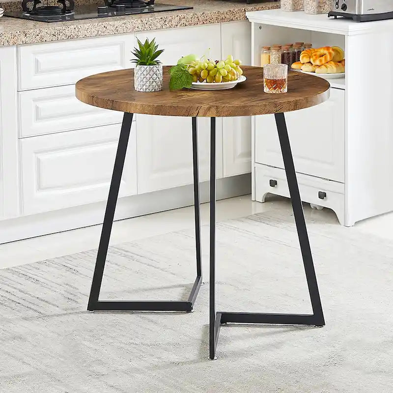 31.5-Inch Round Dining Table with Metal Base