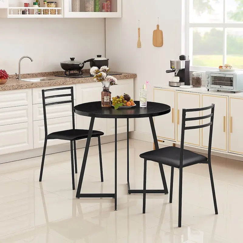 31.5-Inch Round Dining Table with Metal Base