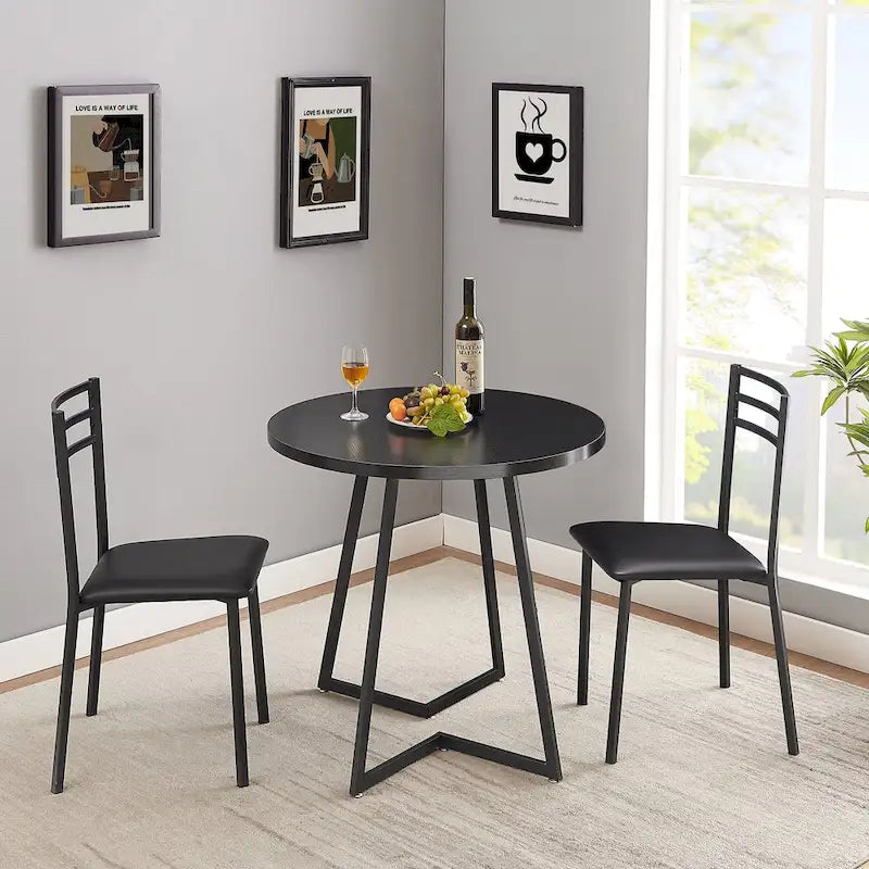 31.5-Inch Round Dining Table with Metal Base