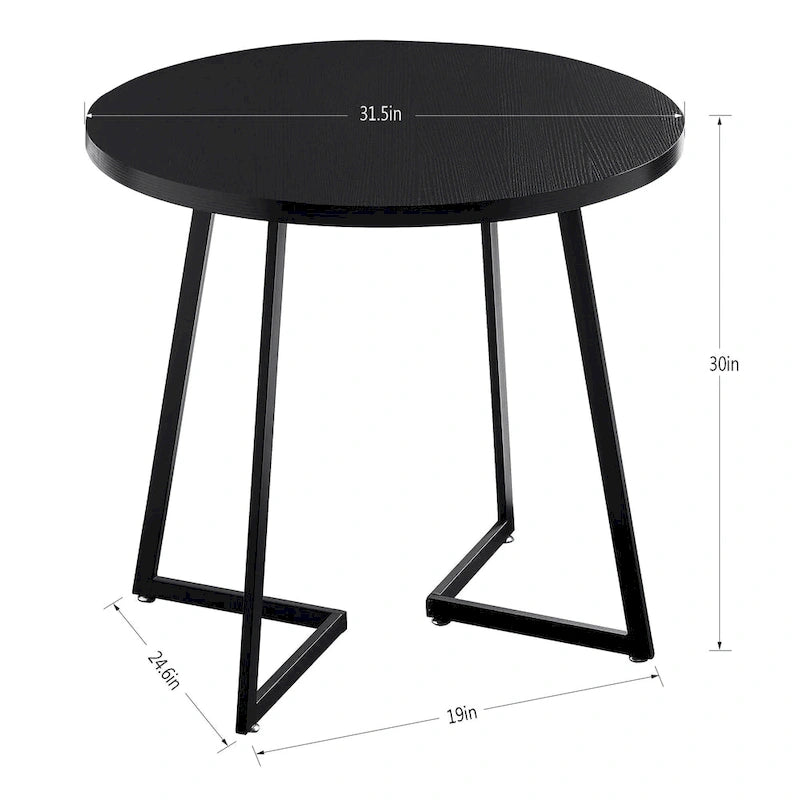 31.5-Inch Round Dining Table with Metal Base