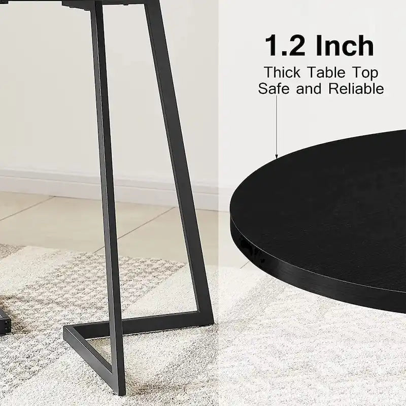31.5-Inch Round Dining Table with Metal Base
