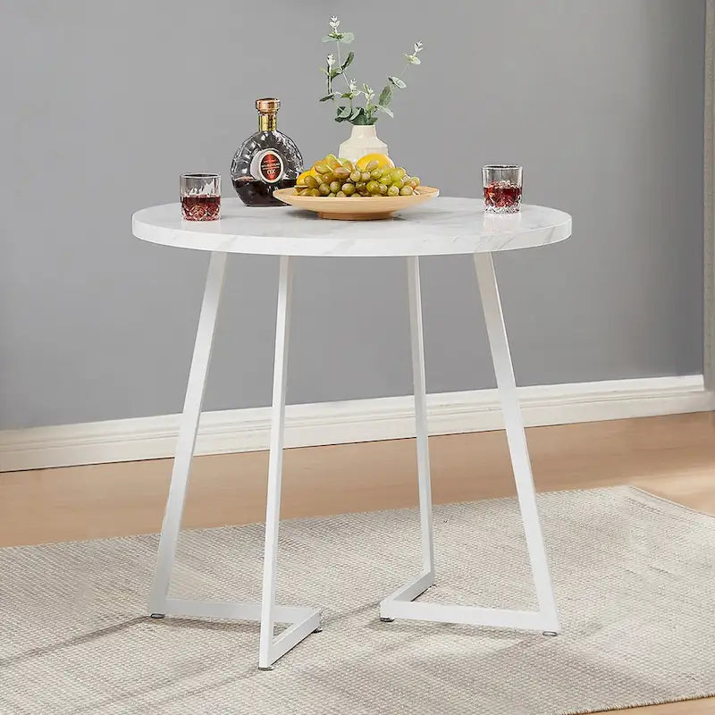 31.5-Inch Round Dining Table with Metal Base