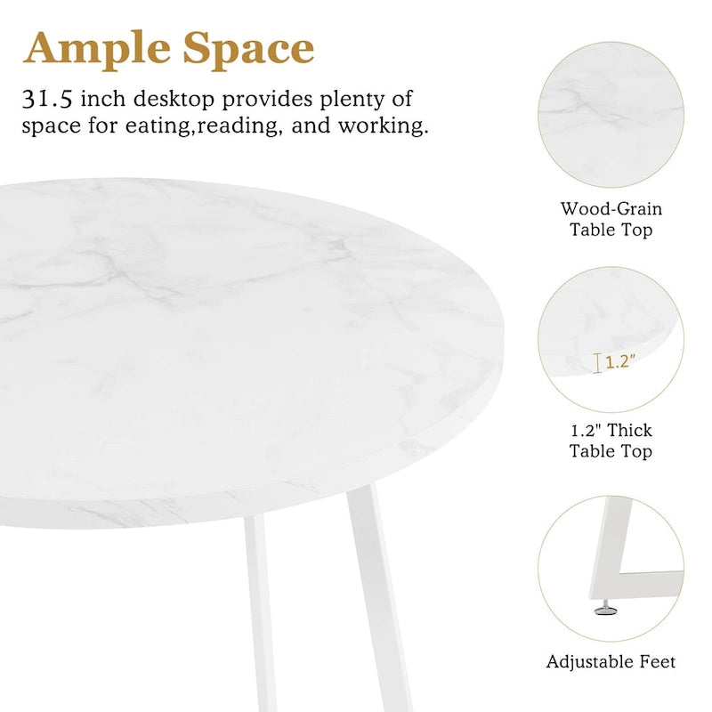 31.5-Inch Round Dining Table with Metal Base