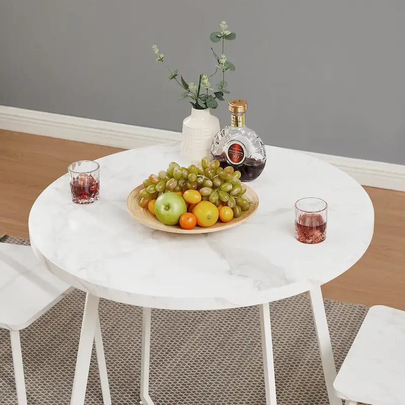 31.5-Inch Round Dining Table with Metal Base