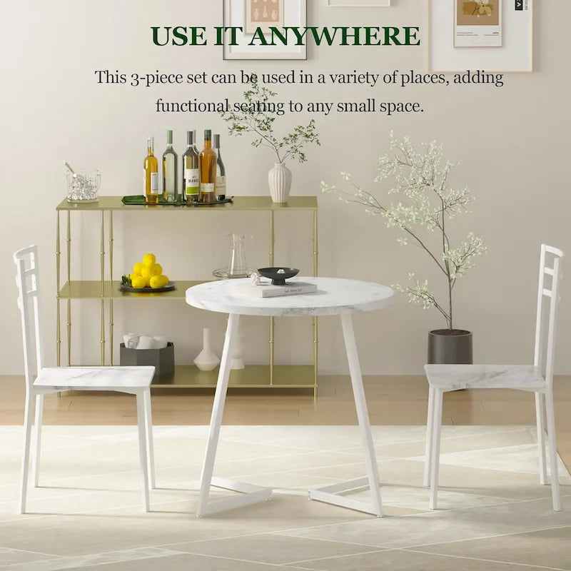 31.5-Inch Round Dining Table with Metal Base