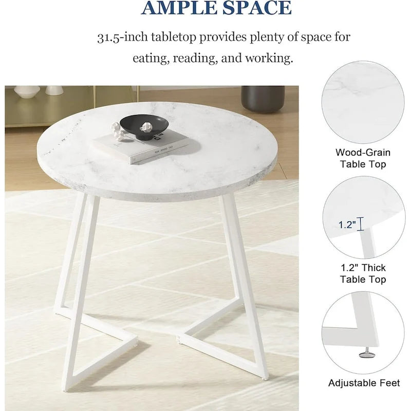 31.5-Inch Round Dining Table with Metal Base