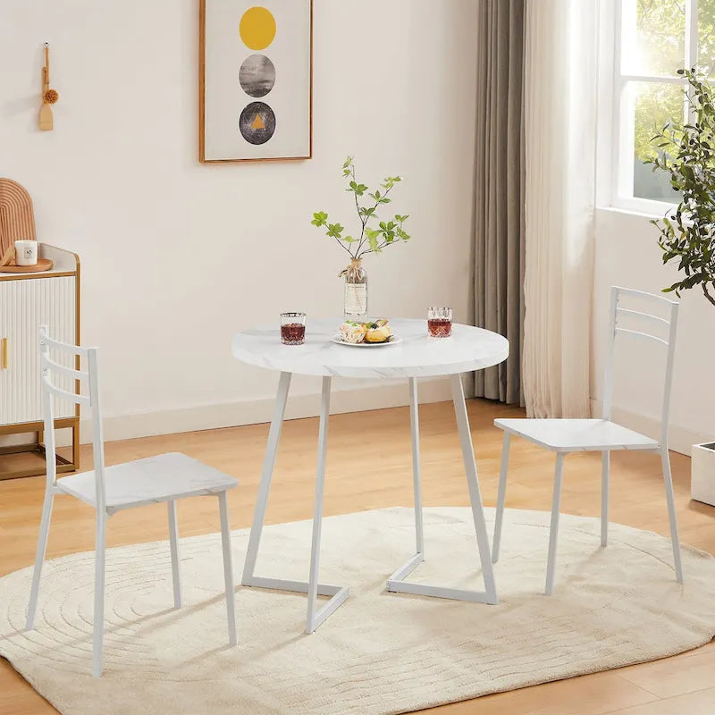 31.5-Inch Round Dining Table with Metal Base