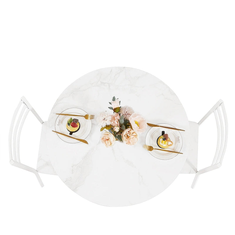 31.5-Inch Round Dining Table with Metal Base