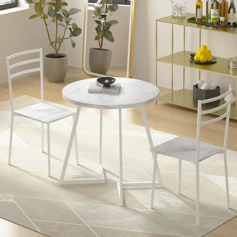 31.5-Inch Round Dining Table with Metal Base