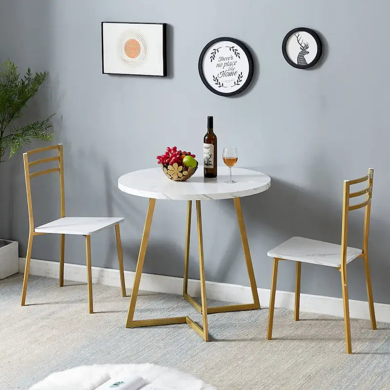 31.5-Inch Round Dining Table with Metal Base
