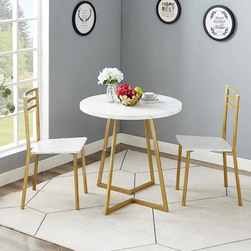 31.5-Inch Round Dining Table with Metal Base