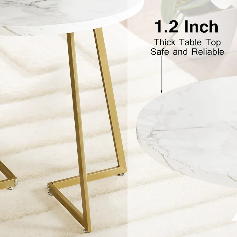31.5-Inch Round Dining Table with Metal Base