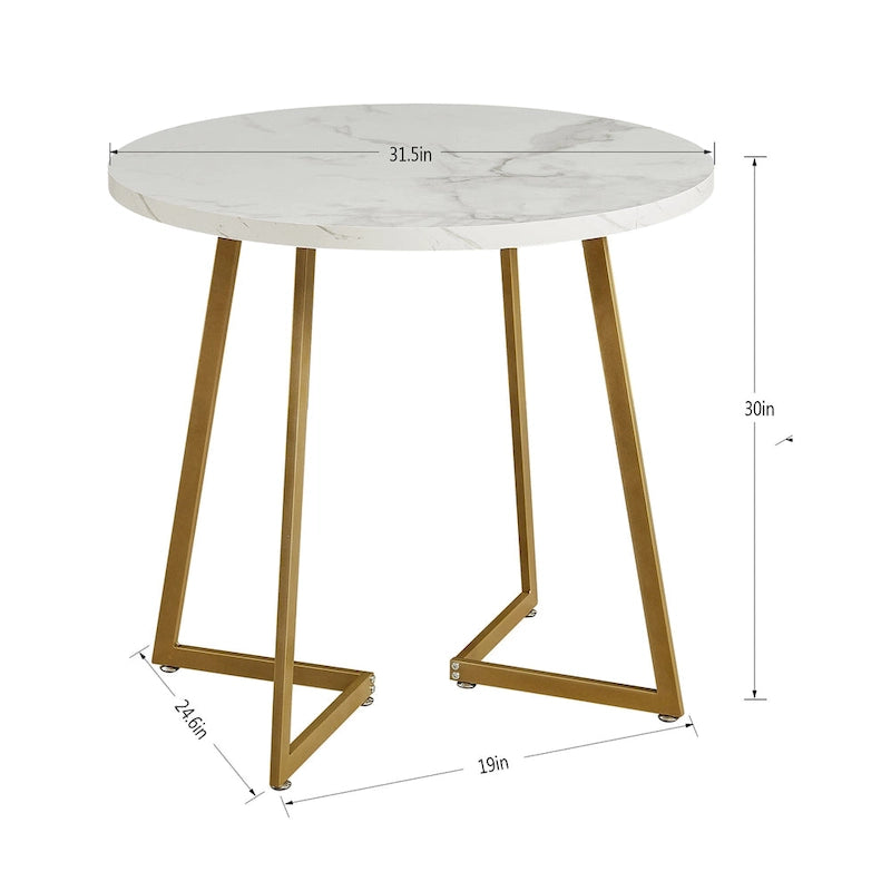 31.5-Inch Round Dining Table with Metal Base