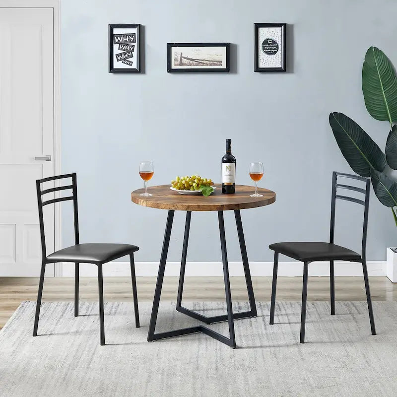 31.5-Inch Round Dining Table with Metal Base