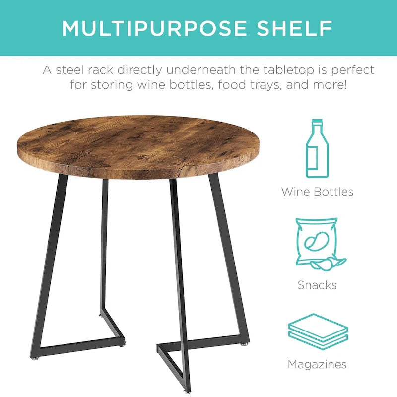 31.5-Inch Round Dining Table with Metal Base