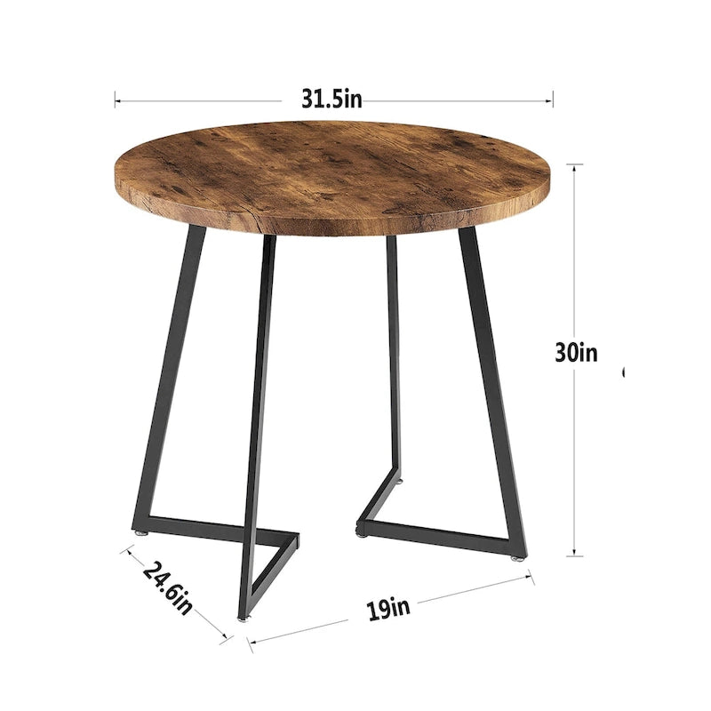 31.5-Inch Round Dining Table with Metal Base