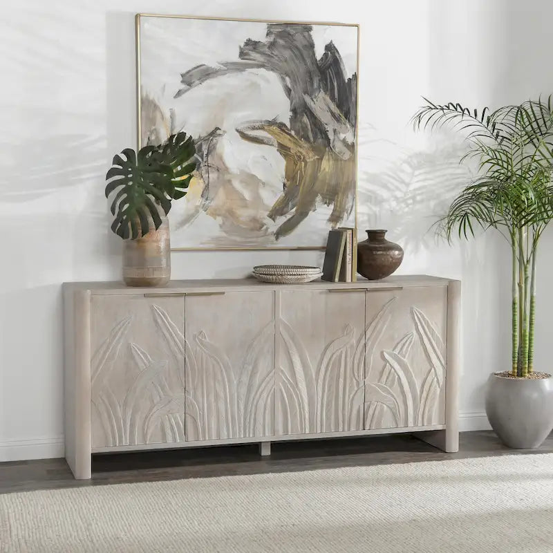 Carved Mango Wood Sideboard