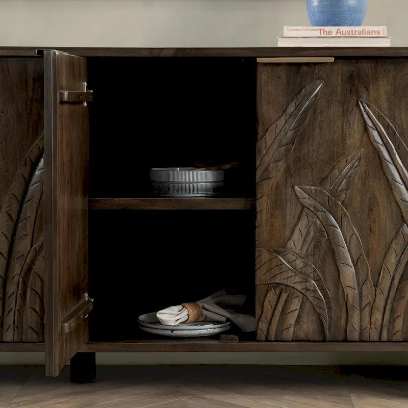 Carved Mango Wood Sideboard