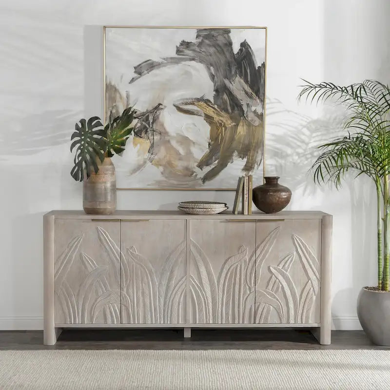 Carved Mango Wood Sideboard