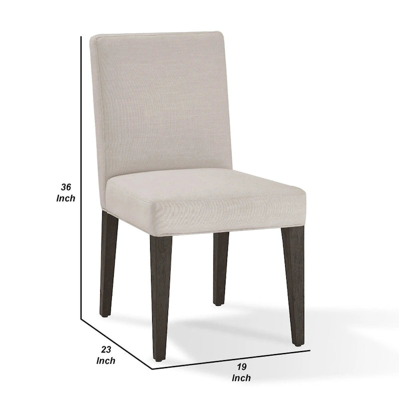 Light Gray Upholstered Parson Dining Chairs, Set of 2